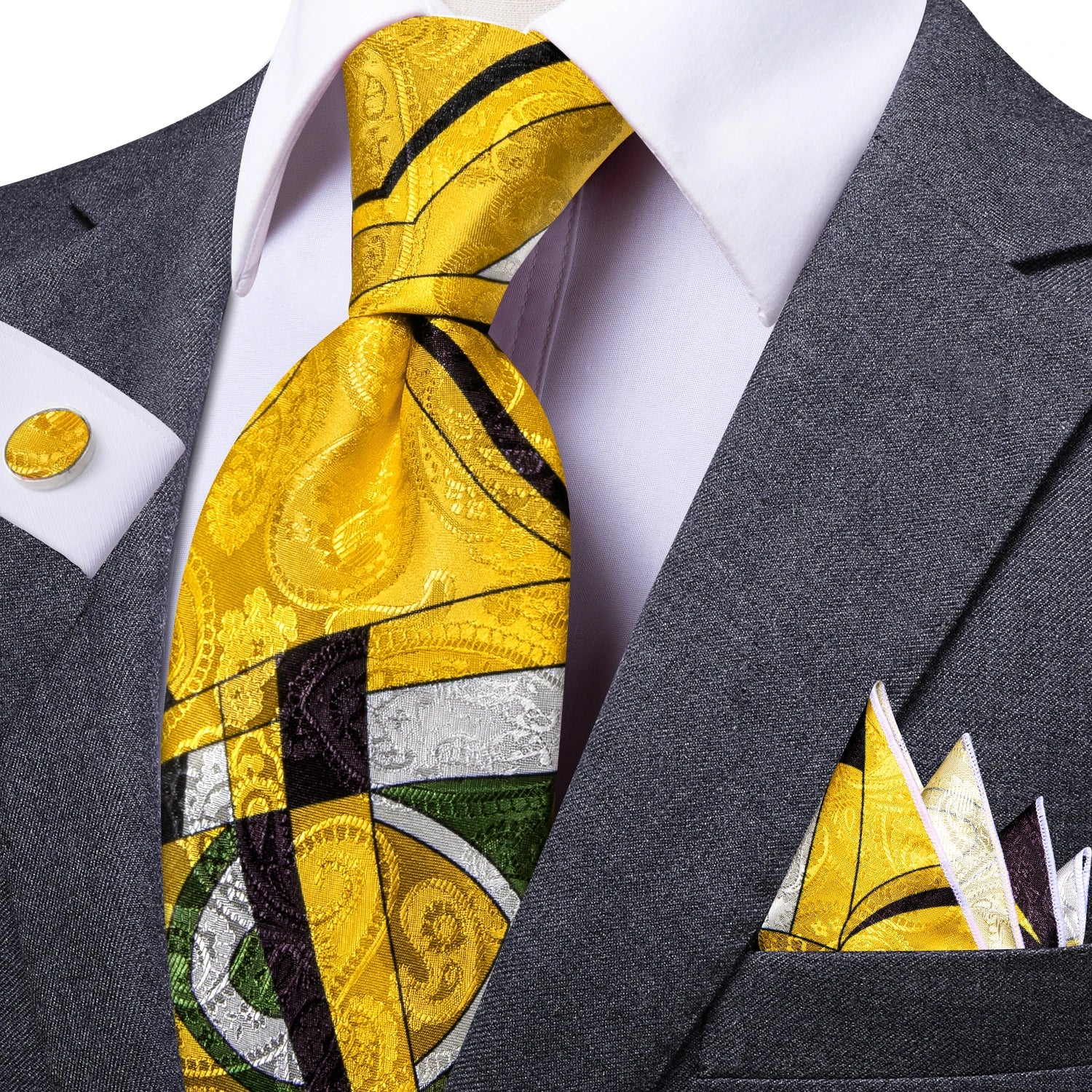 Men's Tie Pocket Square Colorful Striped Business Collection Formal Qme DPT-LDSN0012