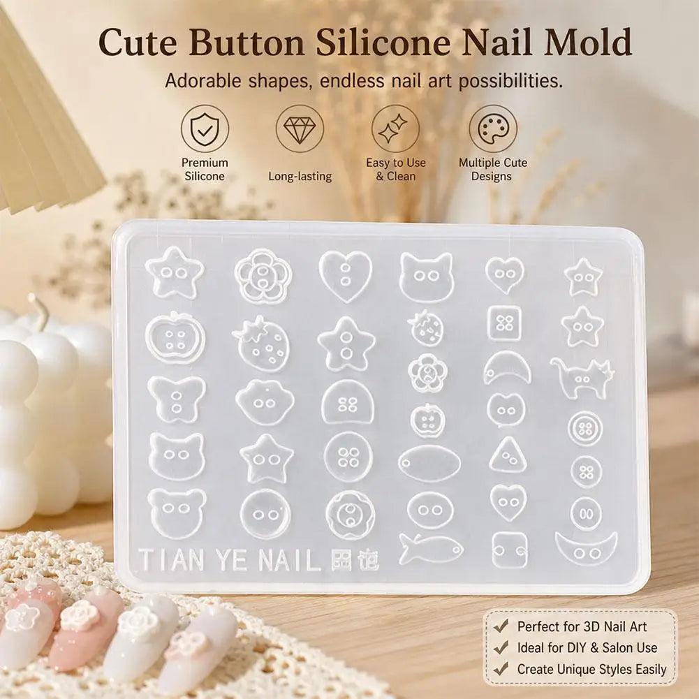 Silicone Nail Art Molds, Easy To Use Non-Stick For Resin & Gel Small Button Shape Perfect For Nail Art, Resin Jewelry, Earrings Qme
