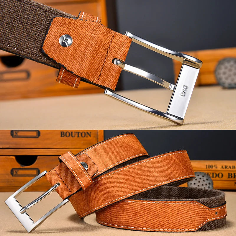 Stylish Canvas Leather Hybrid Belt Men Comfortable Everyday Casual Qme
