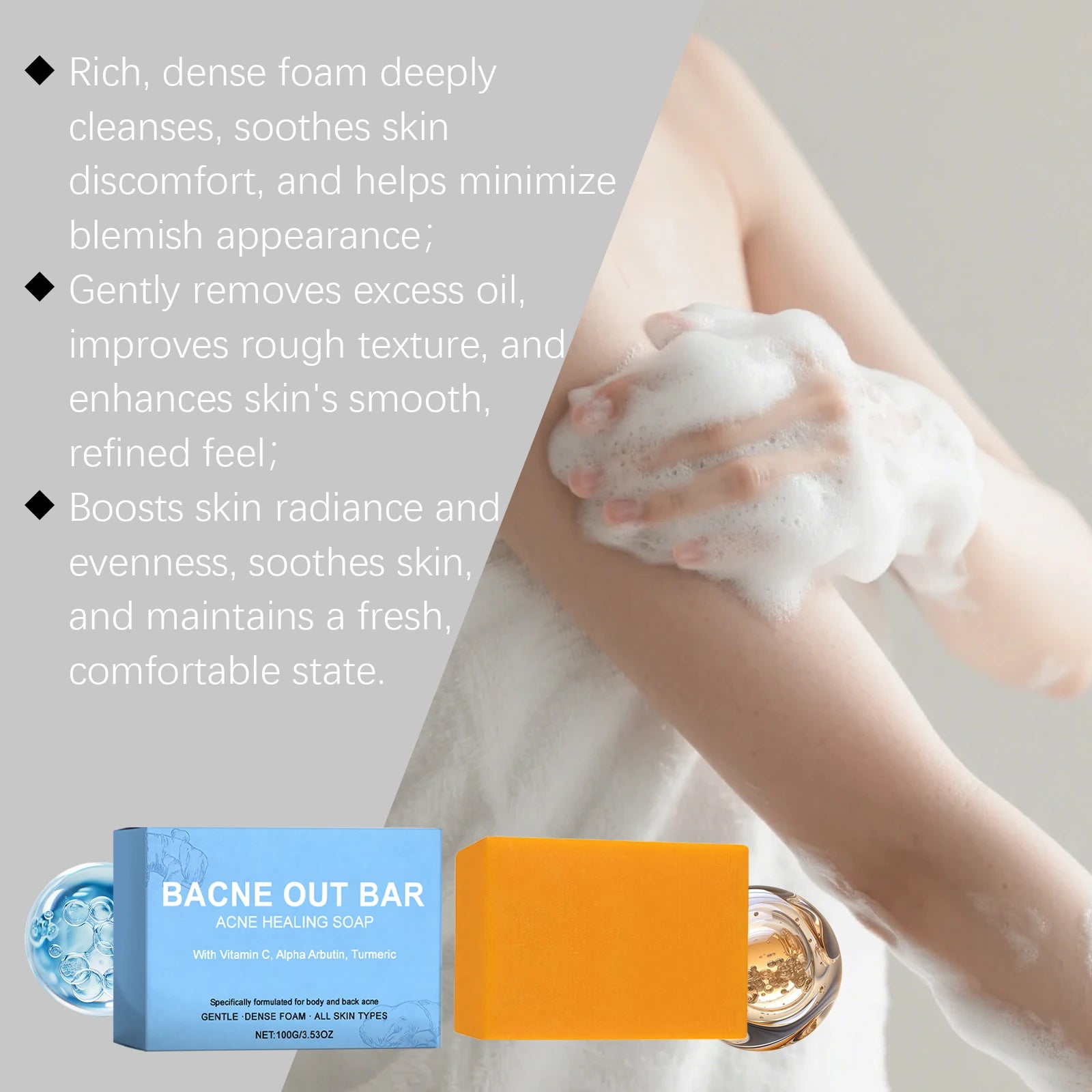 Body Cleansing Soap Gentle Anti Acne Exfoliating Facial & Body Cleanser Brightening Oil Control Soothing Skin Care Shower Soap Qme