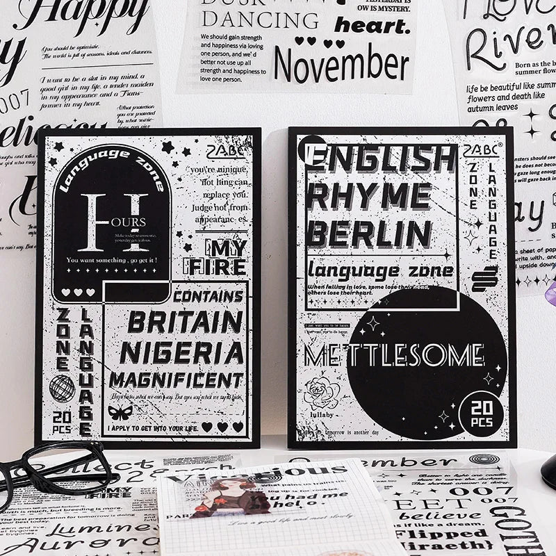 Korea INS English Alphabet Large size sticker book，DIY Scrapbook supplies Collage，Diary Stickers，School Stationery Decoration Qme