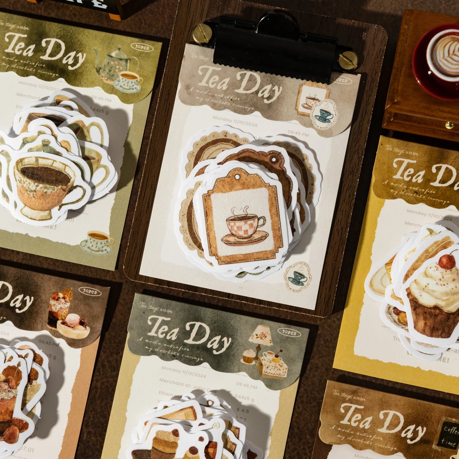 30 Sheets/Bag Japanese Tea House Retro Theme Washi Paper Sticker Pack for DIY Craft, Scrapbook Material, Birthday Gift Qme