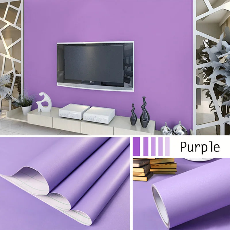 Solid Peel Stick Wallpaper Vinyl Colored Wall Paper Self Adhesive PVC