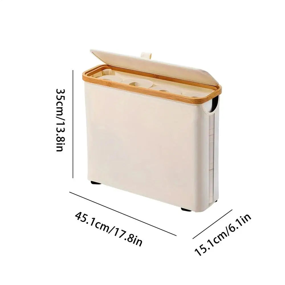 NEW Toilet Paper Basket Free Standing Foldable Organizer Toilet Roll Storage Basket With Lid And Handle For Up To 12 Rolls Home Qme Beige