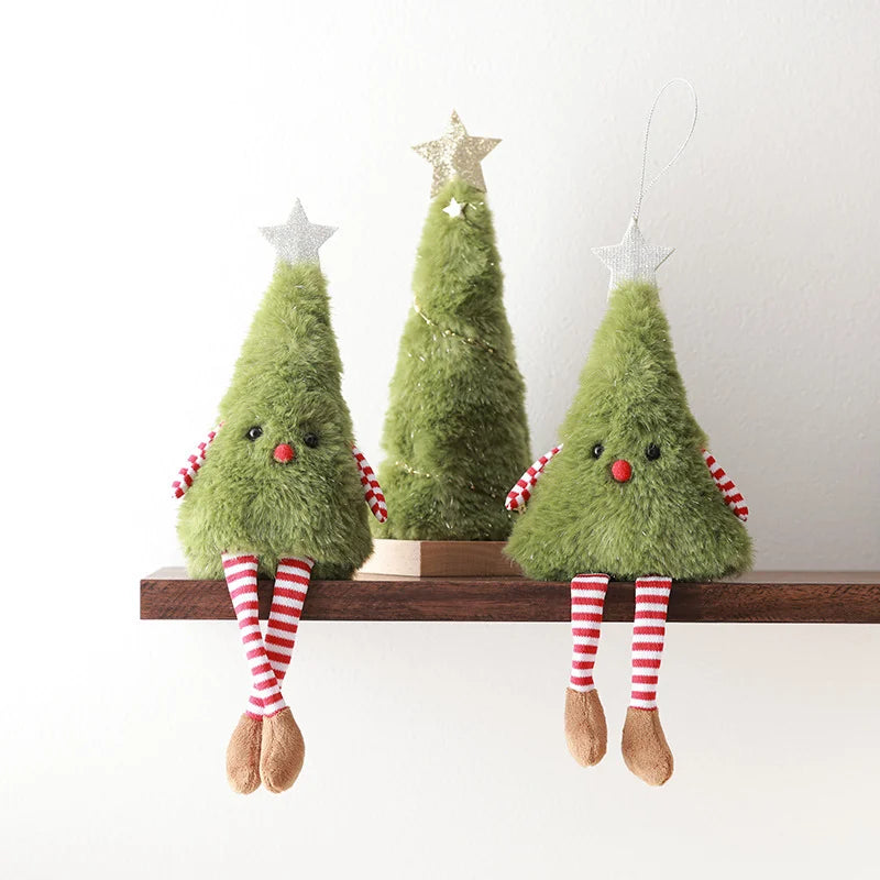 Cute Plush Doll Ornament Green Figure Hanging Decor Christmas Tree Qme