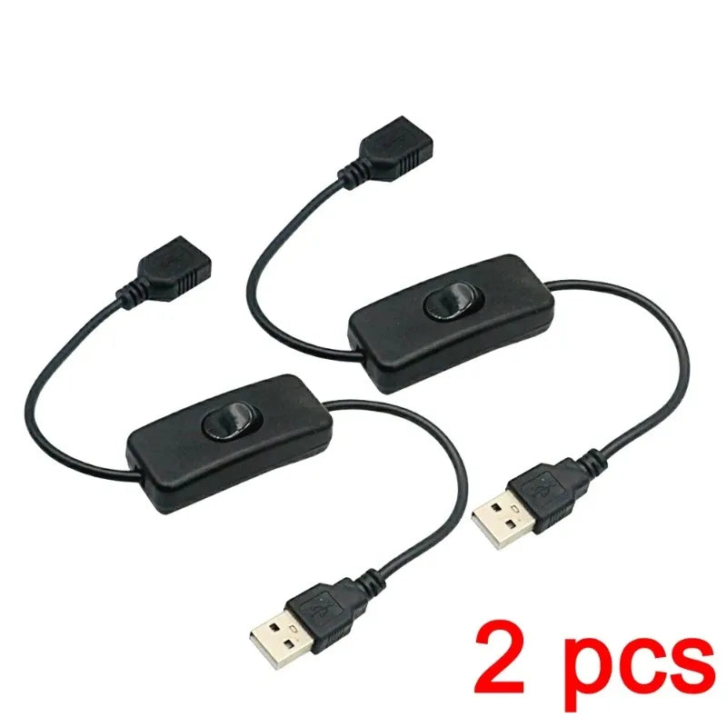 2PCS USB 2.0 Male to Female Charging Extension Cable with Switch for Desk Lamp Fan Car DVR Power Cord 1/2M Qme