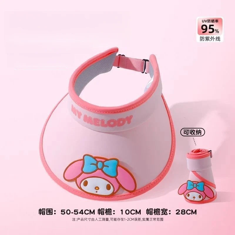 Hello Kitty Kuromi Sun Protection Hat New Spring/Summer Sun Hat Student Sun Hat Open-Top Wide-Brim Hat Qme hangna-3
