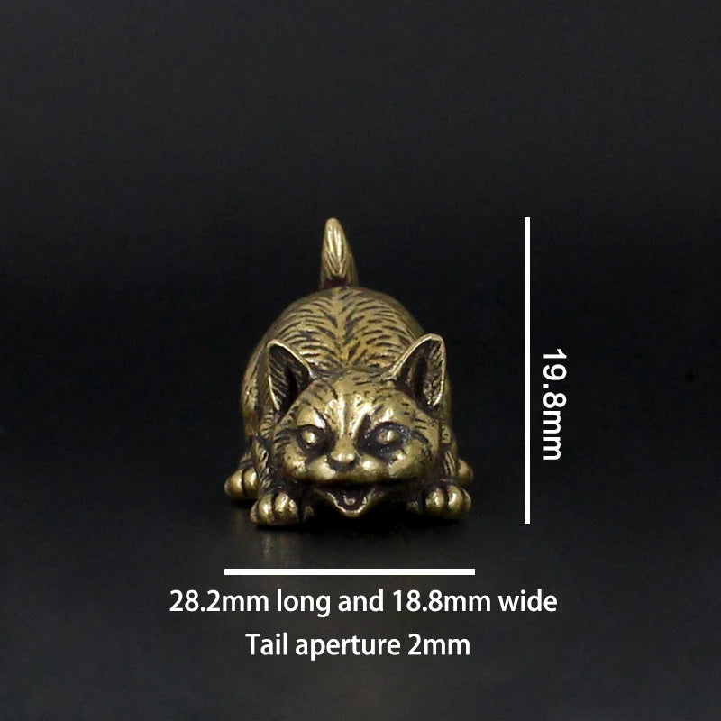 Retro Small Cat Brass Metal Statue Ornament Animal Figurines Figurine Qme A2