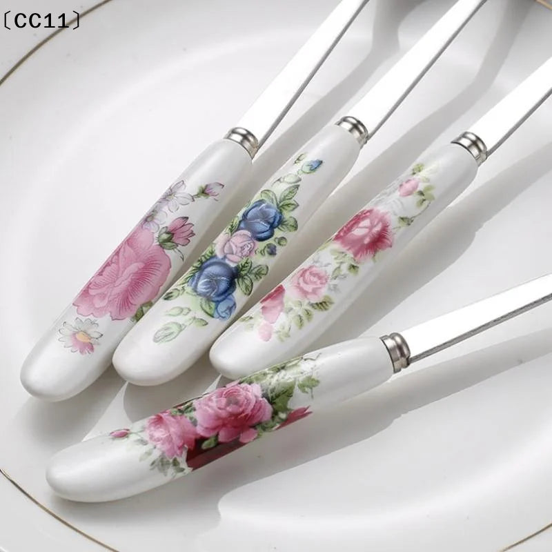 Stainless Steel Coffee Spoons Ceramic Handles Perfect Mixing Sugar Qme