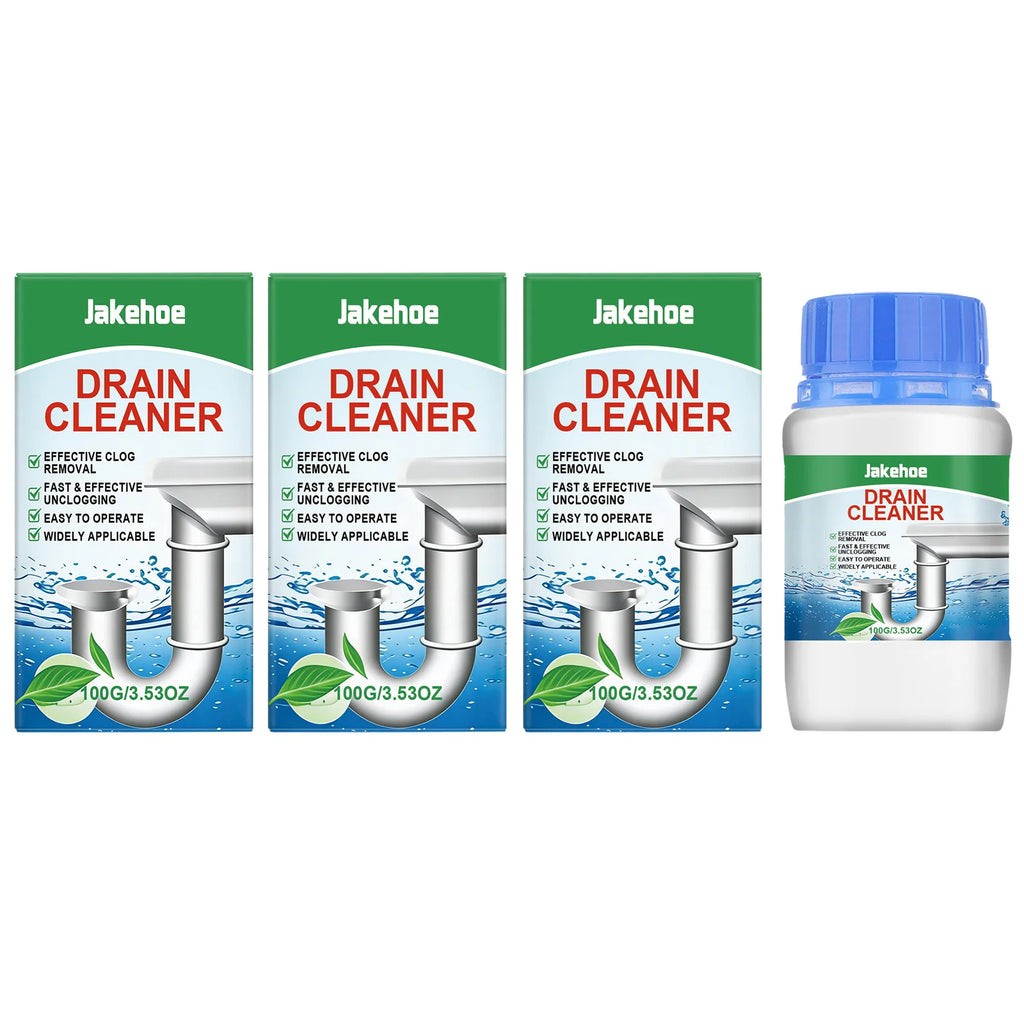 Drain Cleaning Powder Dissolves Food Grease Residue Remove Blockage Eliminate Odors Fast-Acting Multipurpose Sink Dredge Agent Qme 3 x 100G Boxed