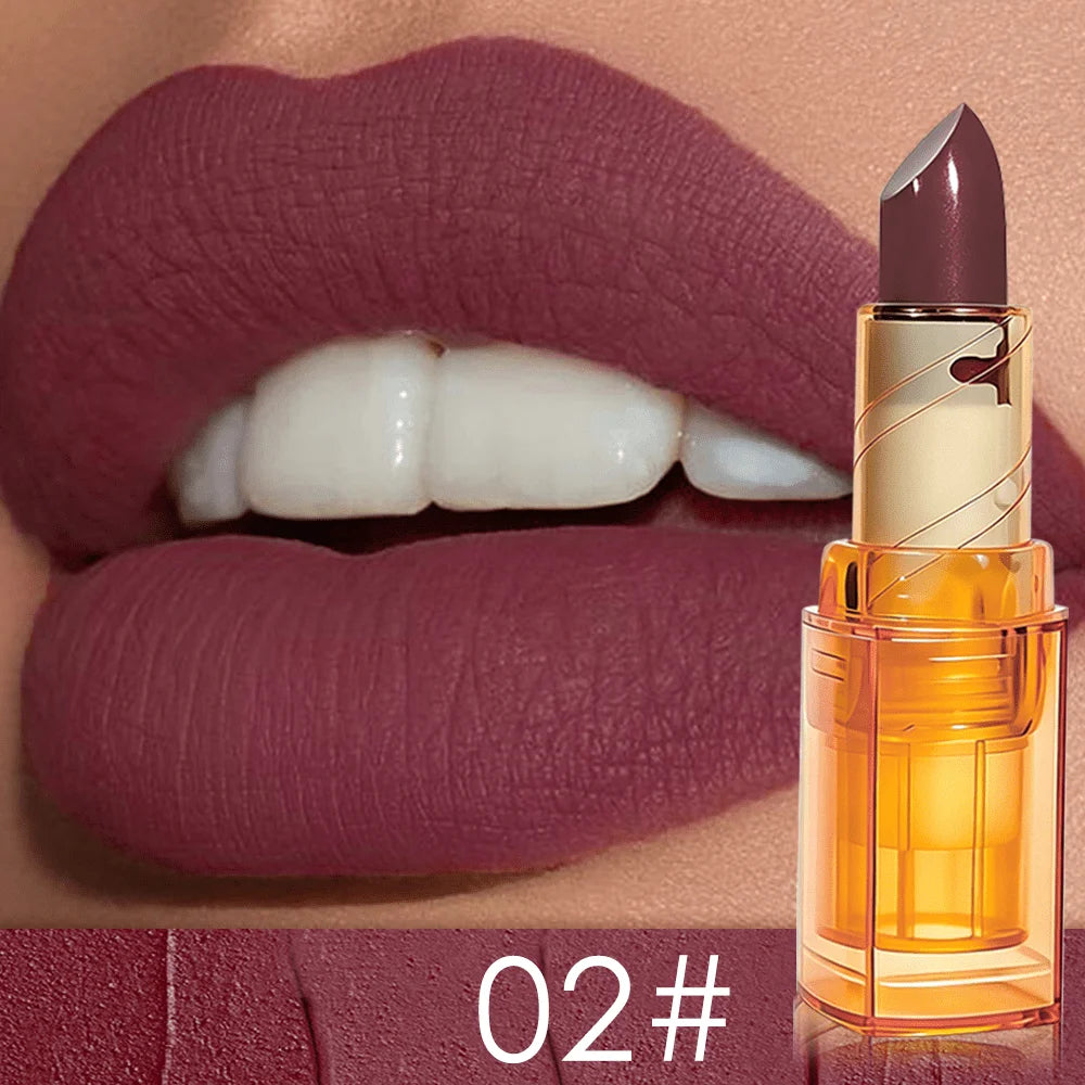 JUJU DREAM Amber Transparent Tube Matte Lipstick Retro Grape Purple Qme