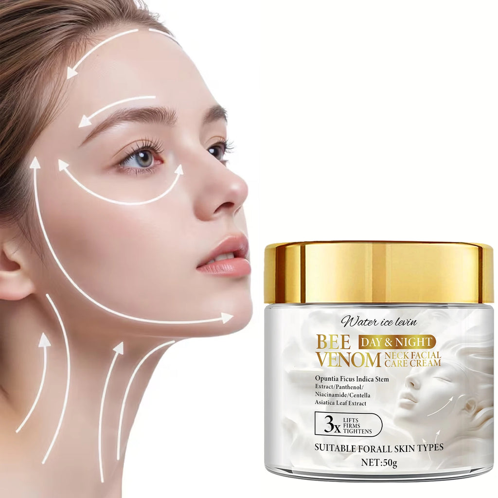 Bee Venom Neck & Facial Care Cream for Efficient Firming & Repair, with Collagen & Hyaluronic Acid. Qme
