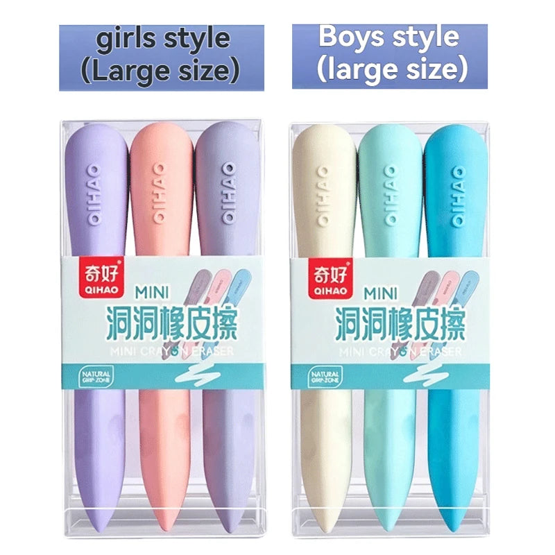 3/6Pcs Hole Eraser Pen No Dust No Crumbs Clean Eraser Cute Portable Eraser for Art Drawing Stationery Supplies Qme 6Pcs -Large-Mix