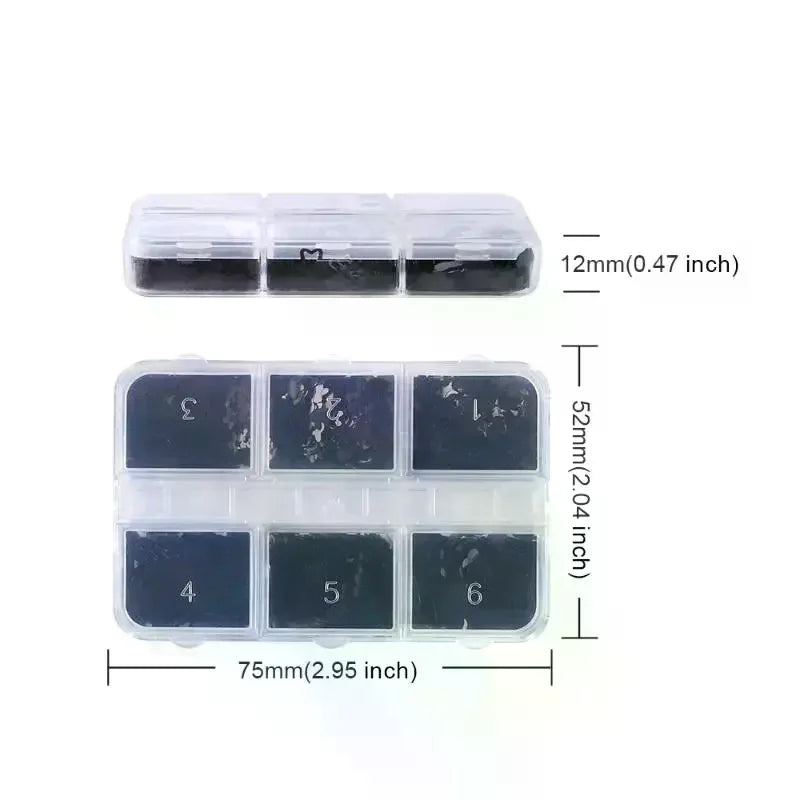 6 Grids Black Heart-shaped Butterfly Star Nail Glitter Mixed Decor Qme