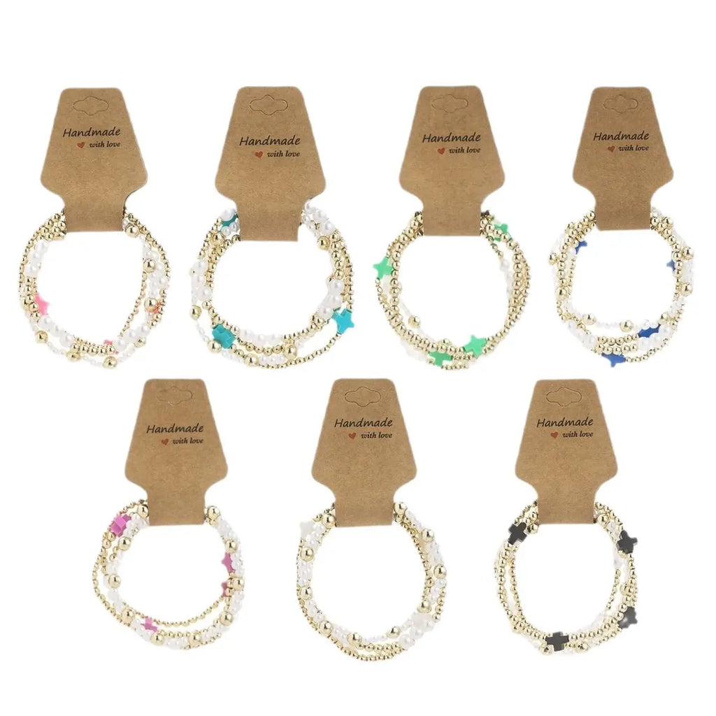 12-Piece Set Fashion Fashion Cross CCB&Seed Beaded Handmade Kraft Paper Bracelet Women Boho Stackable Wrist Jewelry Gift Qme
