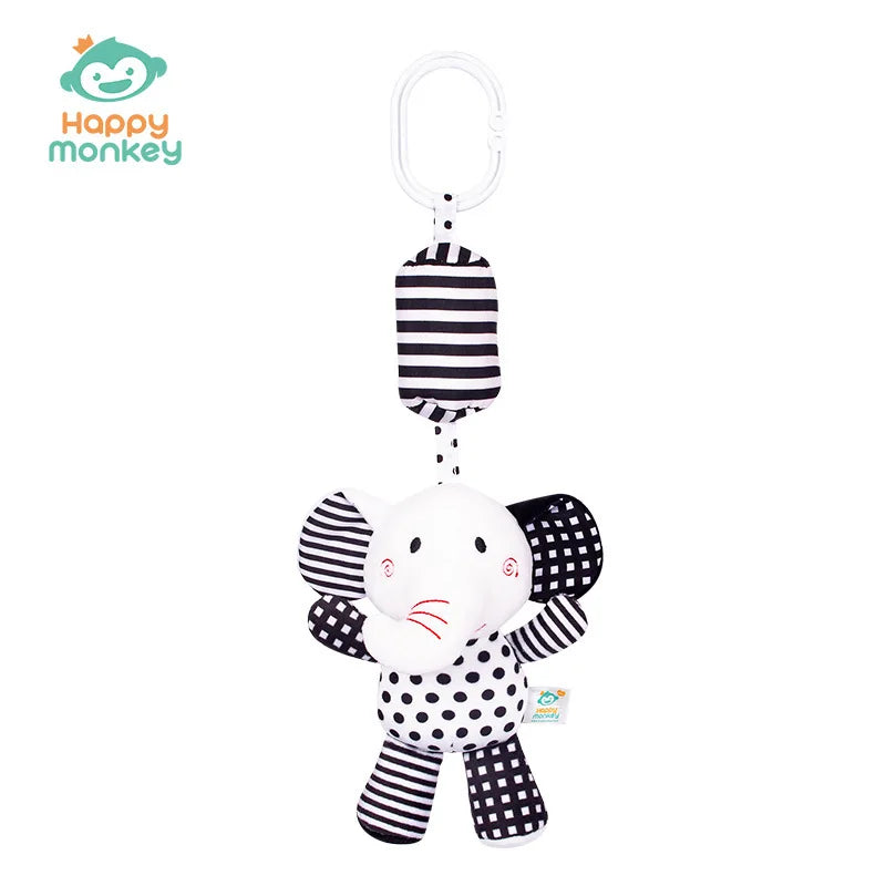 Cute Animal Rattle Hanging Ornament Soft Plush Educational Bell Toy Qme elephant M