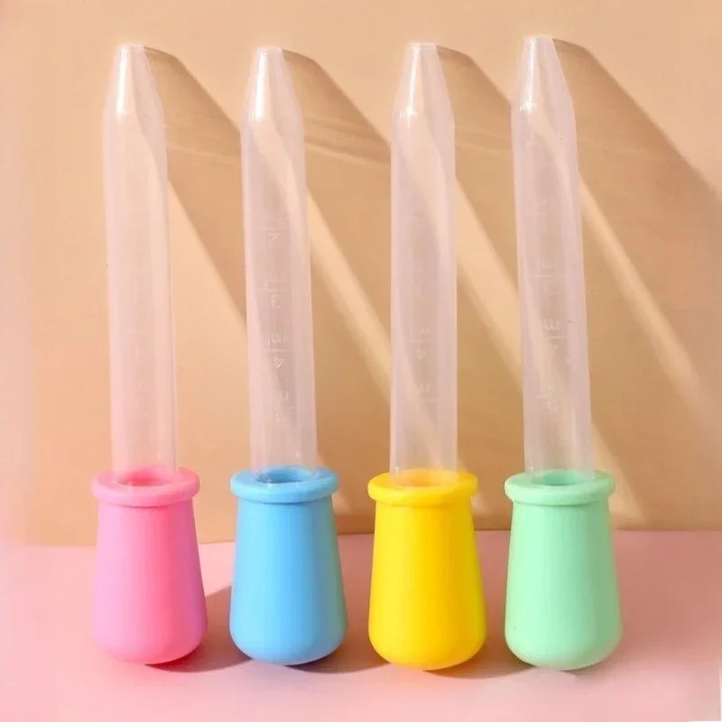 5Pcs 5ml Silicone Dropper Straw Baby Anti Choking Medication Dispenser Baby Food Aid Graduated Dropper Laboratory Experiment Toy Qme
