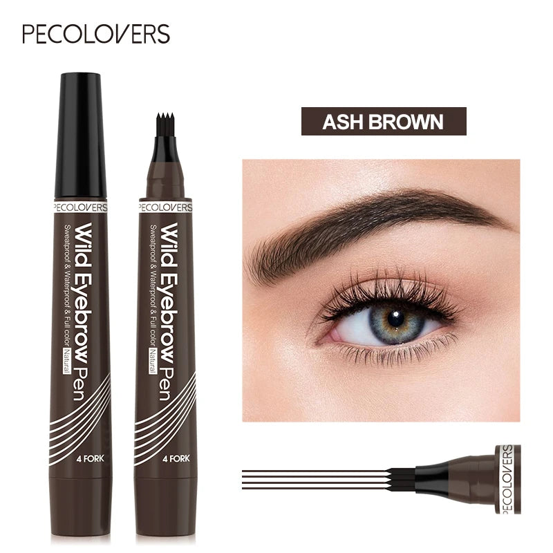 4 Fork Waterproof Eyebrow Pencil Women 3D Long Lasting Natural Liquid Qme 06