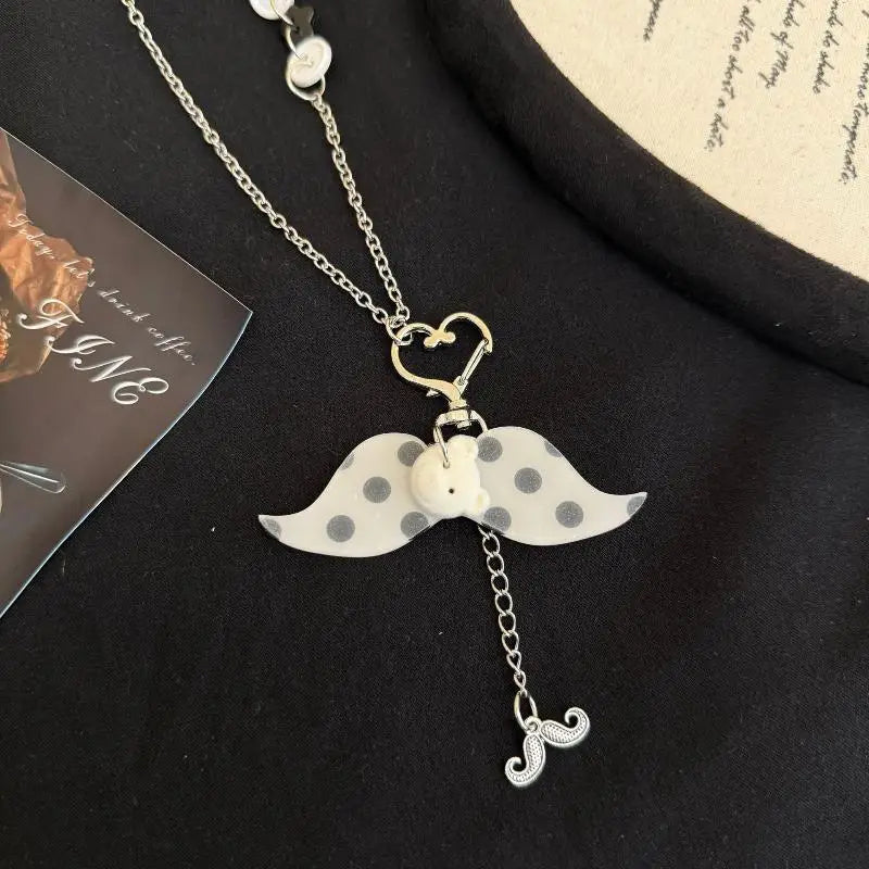 1PcsY2K White Polka Dot Star Necklace With Glitter Treble Clef Charm Grunge Egirl Layered Chain Jewelry Qme A6