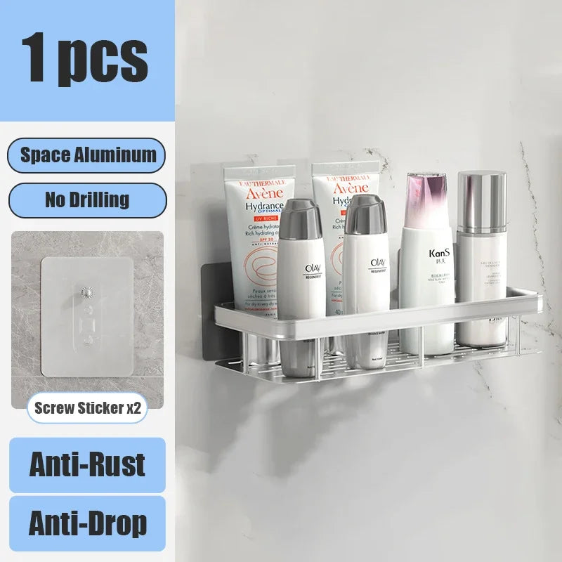 Bathroom Storage Rack Environmentally Friendly Recyclably Support Rack Shampoo Shower Soap Solution Organizer Household Products Qme rectangle-sliver 1