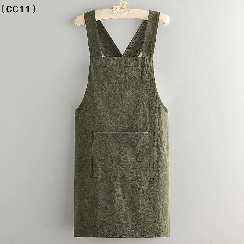 Cooking Cotton Kitchen Aprons Breathable Wear Resistant Adult Waist Qme