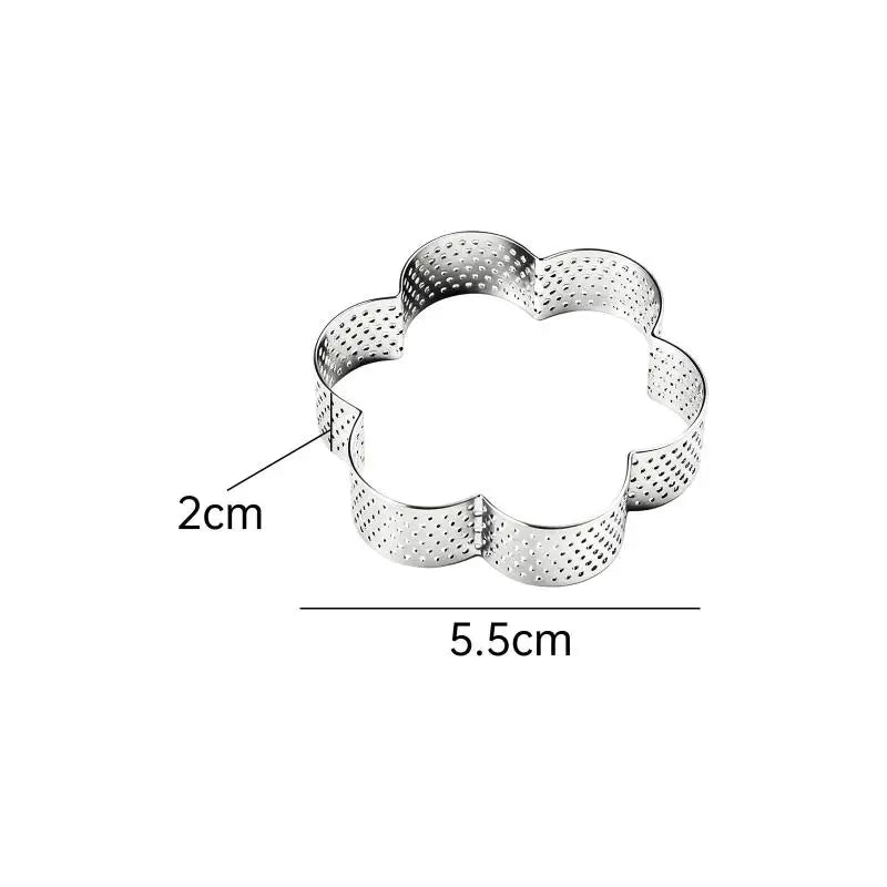 Flower-shaped Tart Mold Hole Ring Stainless Steel Bottom Tower Fruit Qme B