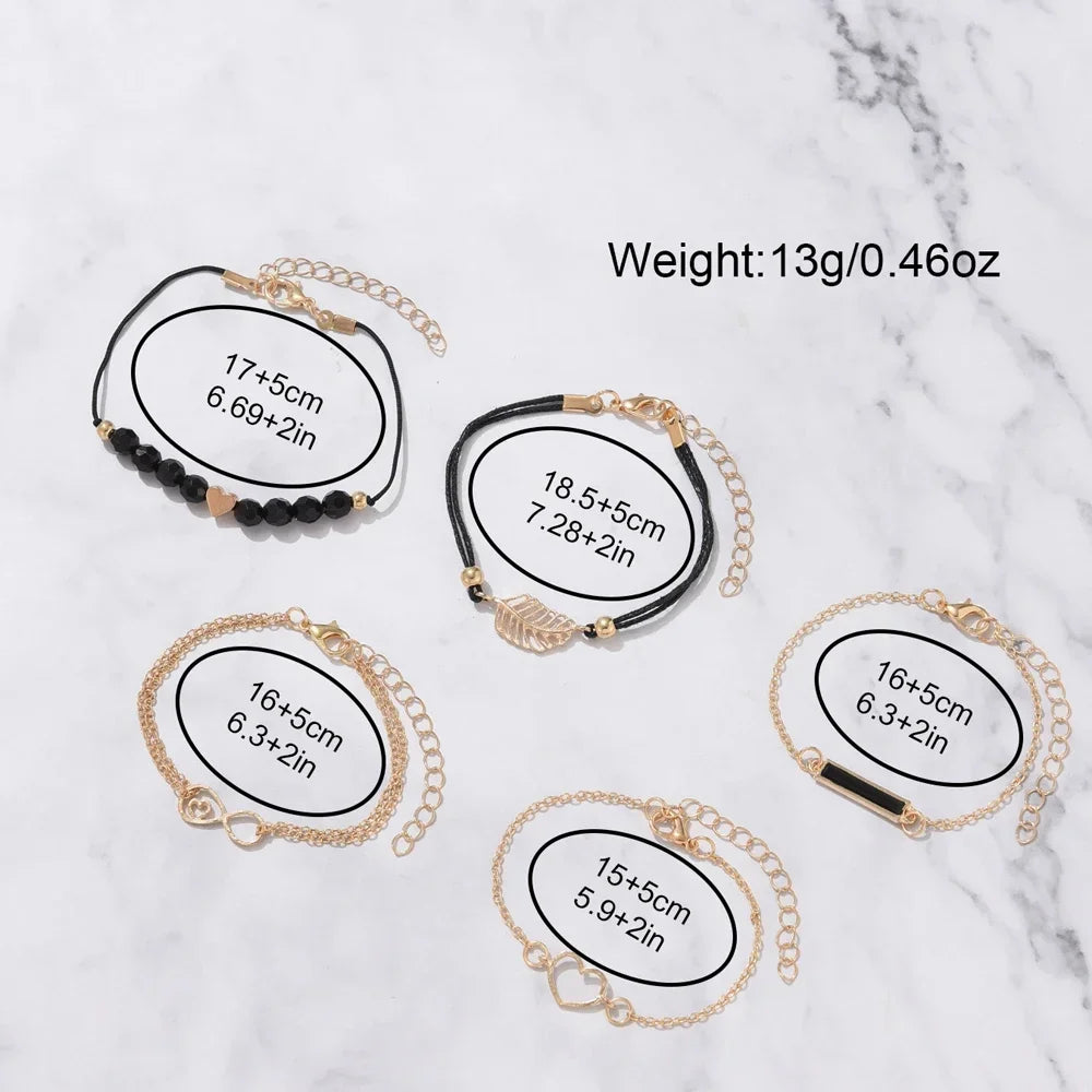 Conjunto de relógio de pulso analógico de couro feminino, pulseira de quartzo feminino, moda feminina, 6pcs Qme