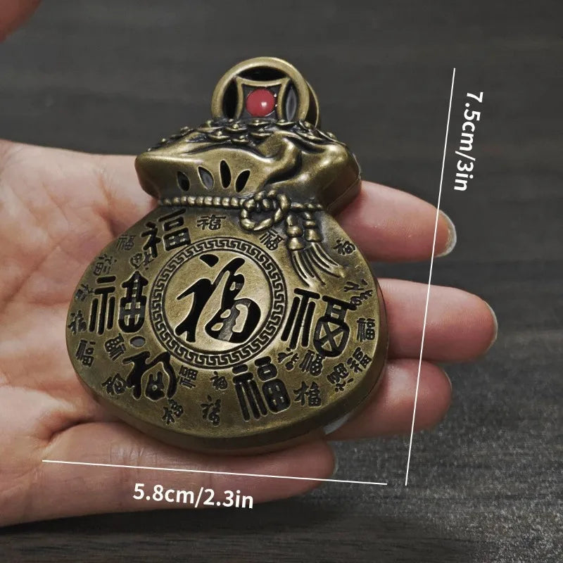 Mini Metal Incense Burner Retro Ornate Pagoda Fu Pouch Lotus Styles Qme Lucky Bag-Bronze