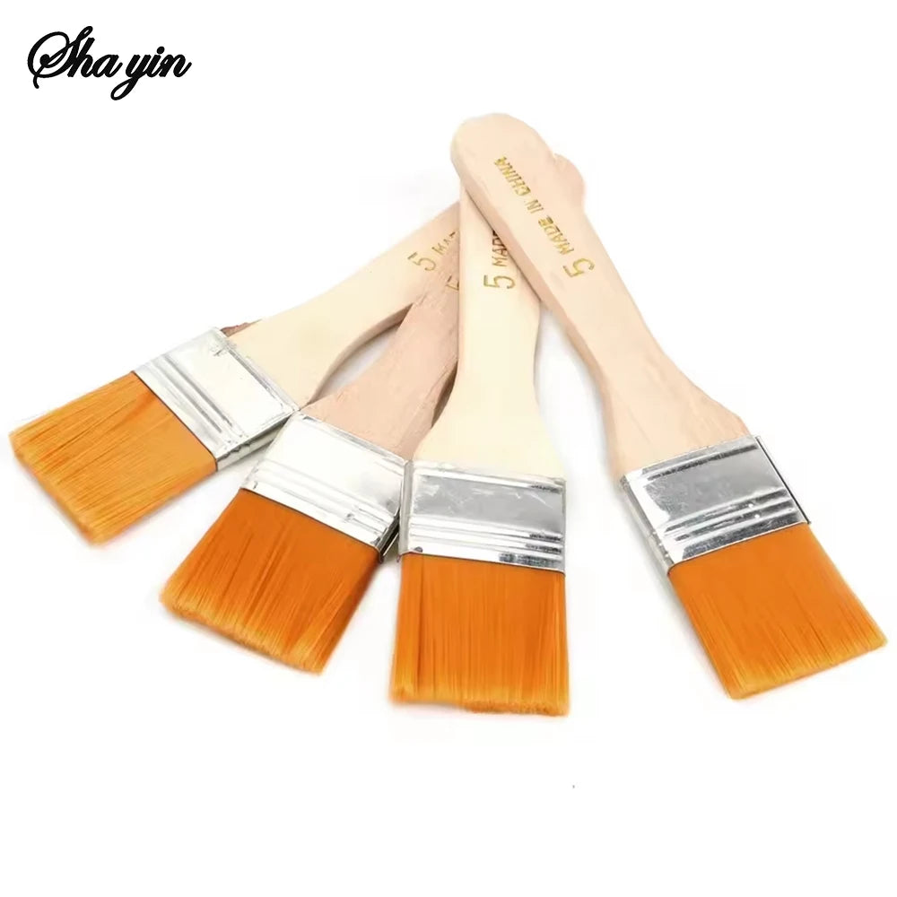 Oil Painting Bristles Wooden Art Painting Tools 4Pcs/Set Yellow-Hair Board Brush Nylon Small Brush Set Painting Brushes Qme Default Title