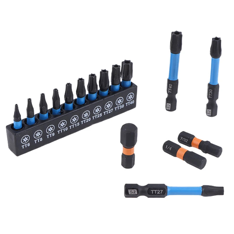 21/10PCS Star Impact Drill Bit Set S2 Steel Hex Head Shank Magnetic Screwdriver Driver Bits Holder Wrench Electric Drill Tools Qme