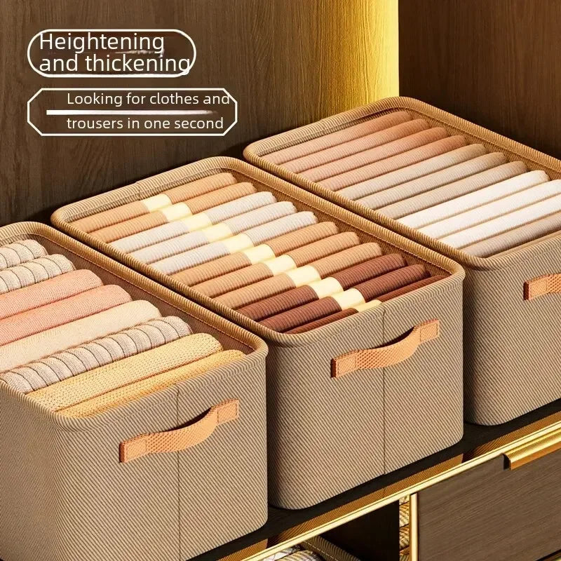 Home Use Drawer Style Wardrobe Long Rectangle Partitioned Ioan Storage Box Foldable Organizer Box For Clothes Pants Qme