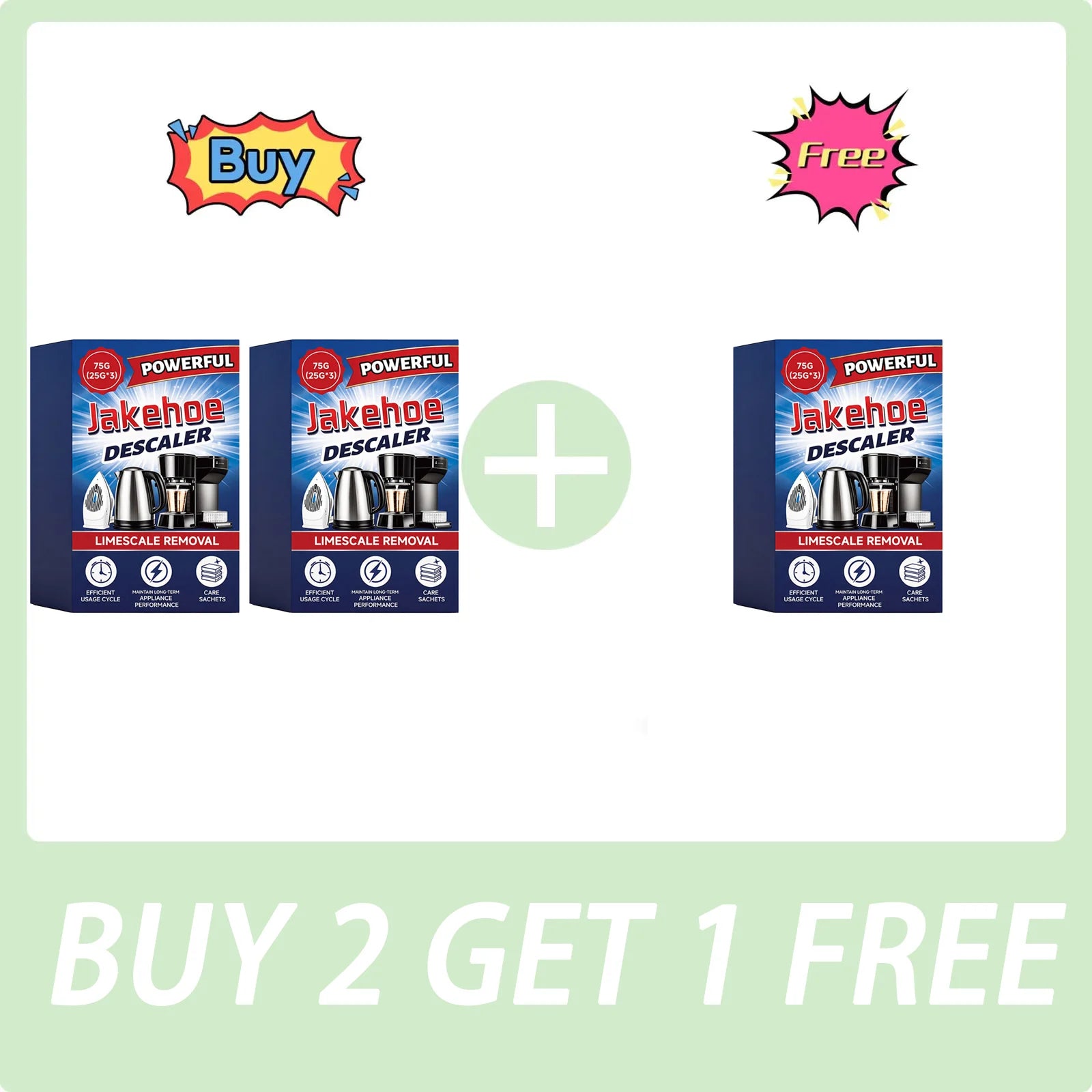 JAKEHOE Multi-purpose Descaler Remove Hard Water Deposits Clean Parts Maintain Appliance Performance Powerful Limescale Remover Qme BUY 2 GET 1 FREE