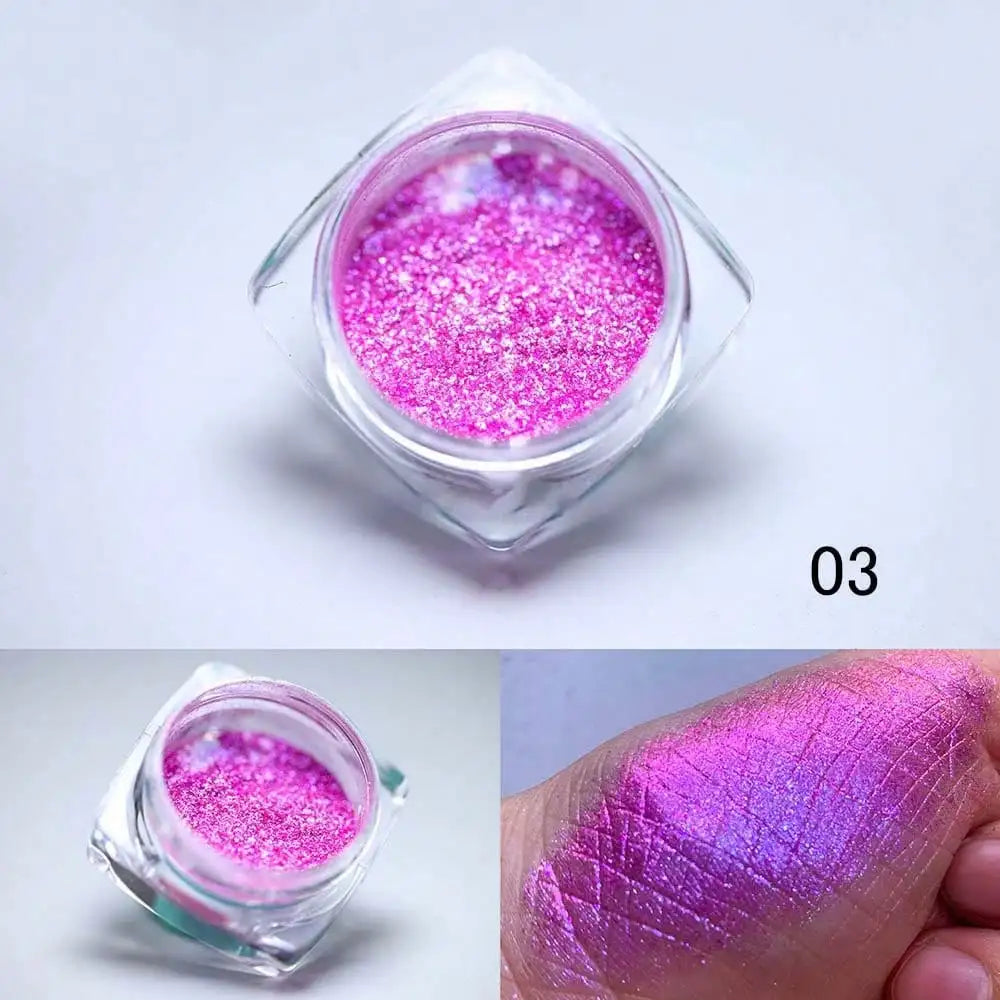 Y2K Polarized Nail Powder Hypoallergenic Chameleon Glitter Art Aurora Qme 3