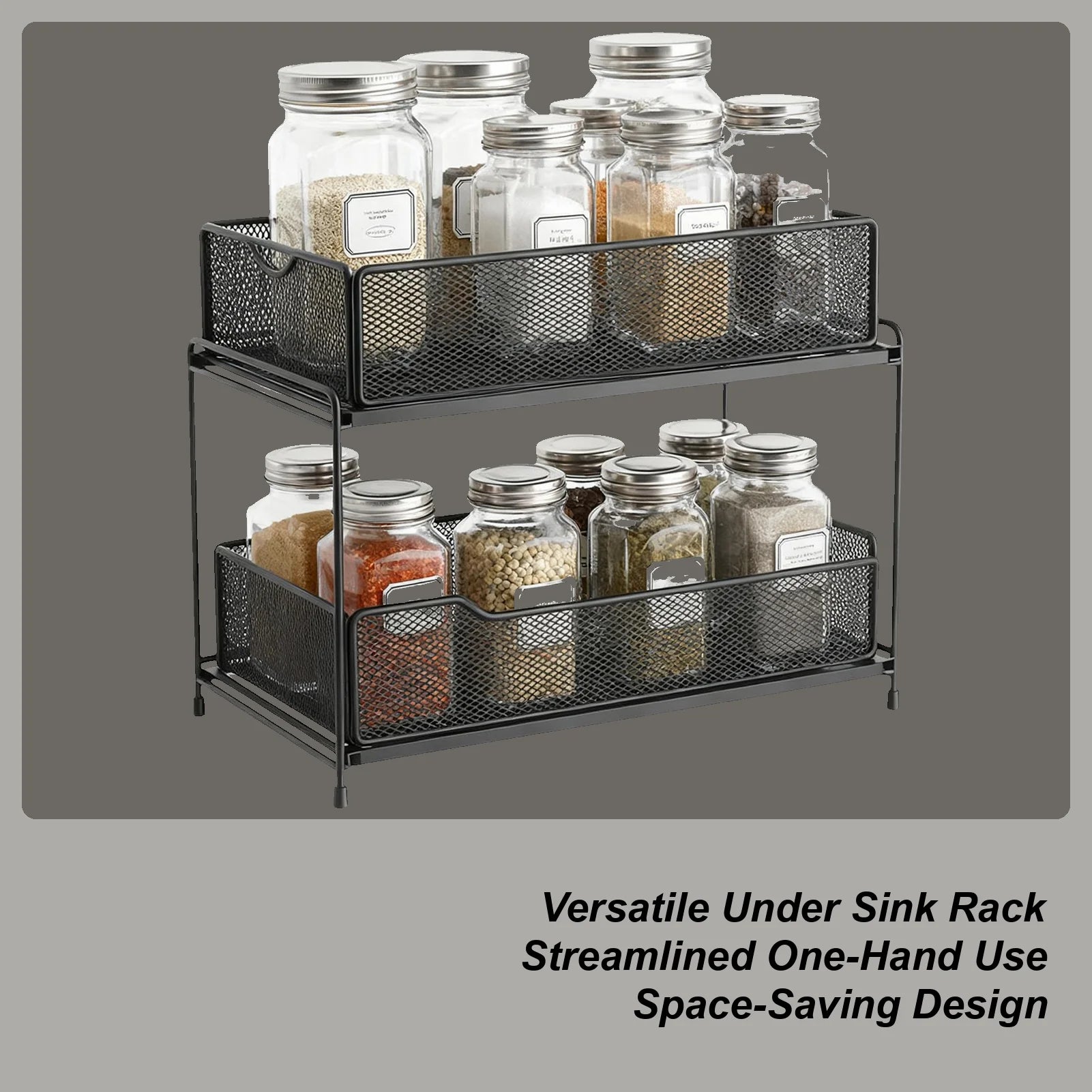 Sink Organizer Metal Large Capacity Pull-out Rack Kitchen Sponge Qme