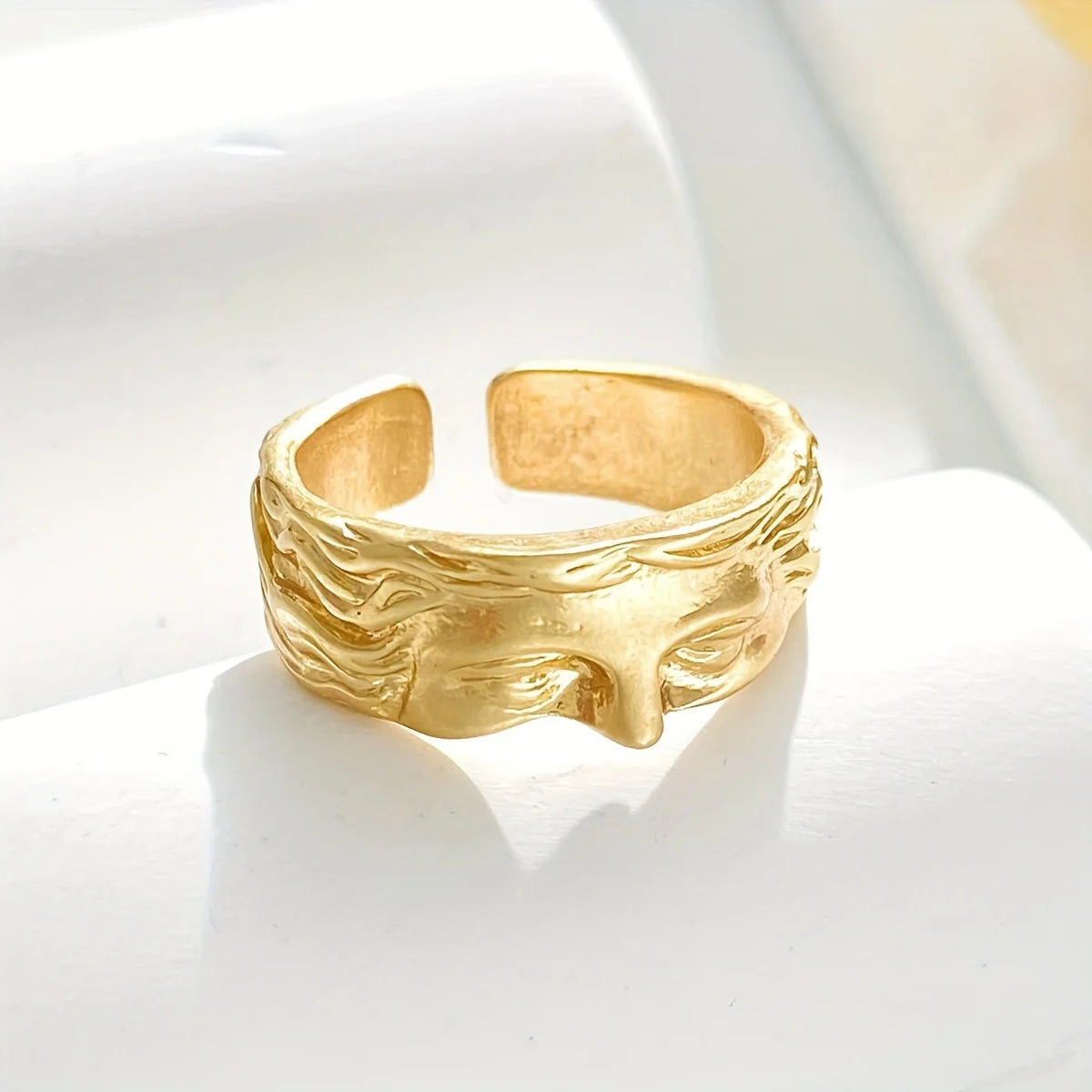 Creative Venus Half Mask Ring For Men Vintage Carving Opening Adjustable Ring Fashion Jewelry Gifts Y2k Hip Hop Ring Men Girls Qme