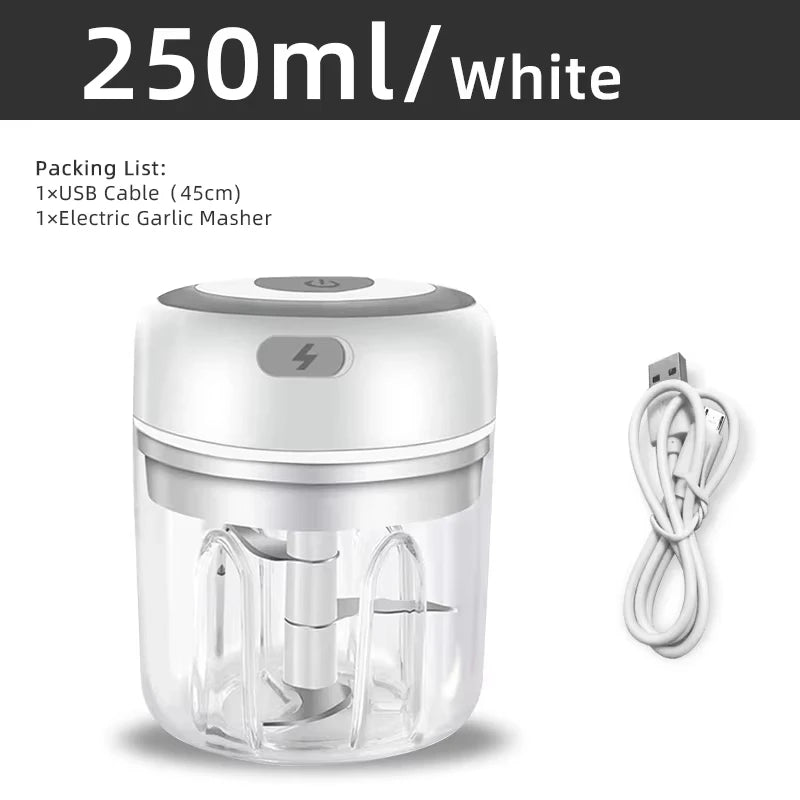 Electric Garlic Mincer 250ML Vegetable Chopper Food Chopper, USB Mini Garlic Mincer, Onion Chopper Portable Small Food Processor Qme