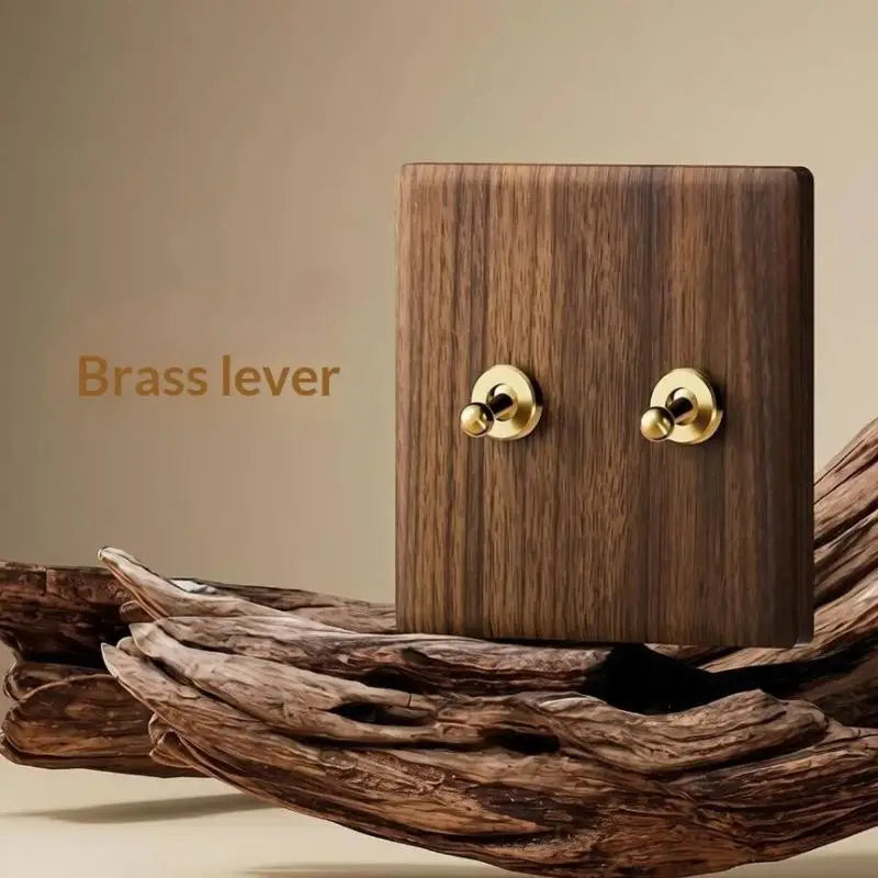 2 Gang Toggle Light Switch With Brass Levers And Retro Design Perfect For Home Renovation Rustic Interior Decoration Qme