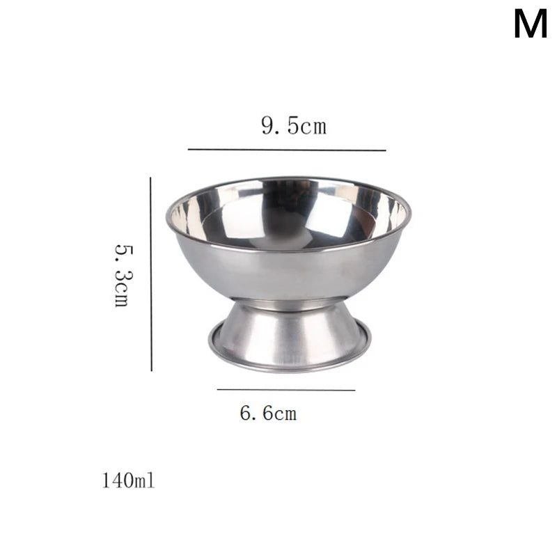 Ice Cream Cups Salad Bowl Stainless Steel Bowl Dessert Fruit Plate Snack Dish Party Supplies Qme M