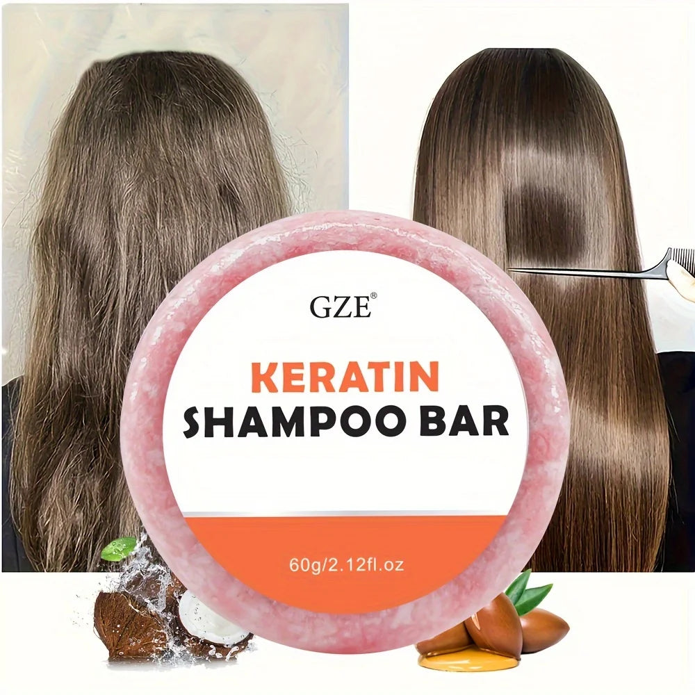 Keratin Shampoo Bar Soap - Salon Thickening for Dry, Damaged, Curly, Frizzy, Straight or Color Treated Hair - Anti Frizz Formula Qme
