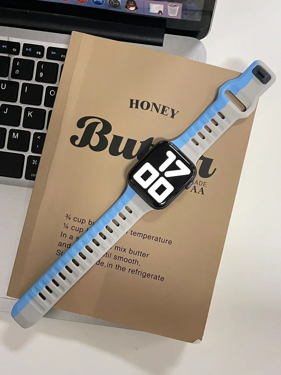 Silicone Sport Strap For Apple Watch Band 49mm 45mm 44mm 42mm 40mm 41 38 correa bracelet iwatch Series 10 9 8 7 6 5 4 3 se ultra Qme