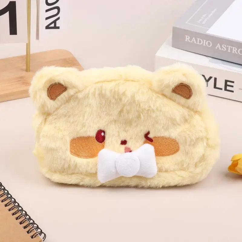 Cute Cartoon Animal Plush Pencil Case Large Capacity Stationery Qme A2