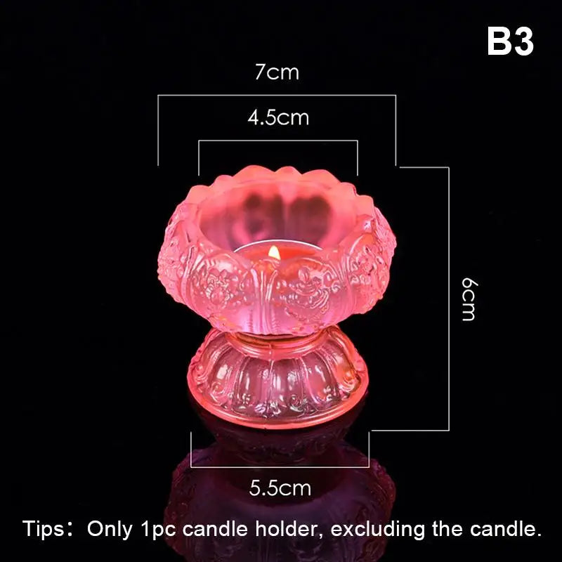 Glass Lotus Candle Holder Windproof Heat Resistant Suitable Use As Qme B3