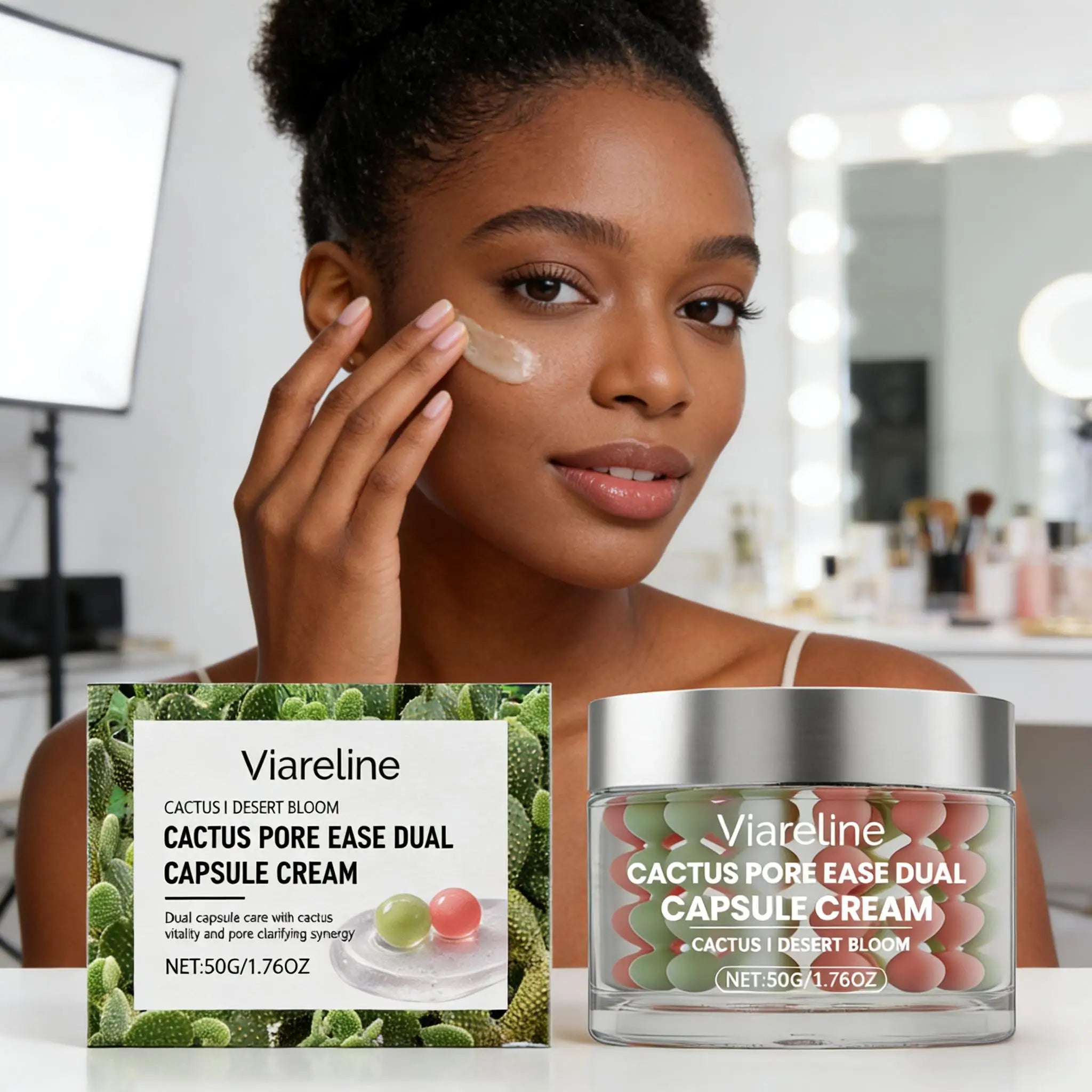Cactus Capsule Cream Reduce Wrinkle Pore Bounce Lifting Firming Skin Antioxidant Protection Night Face Moisturizing Essence 50g Qme