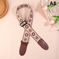 Guitar Strap Bass Cotton Leather Embroidery Straps Adjustable Neck Qme A8