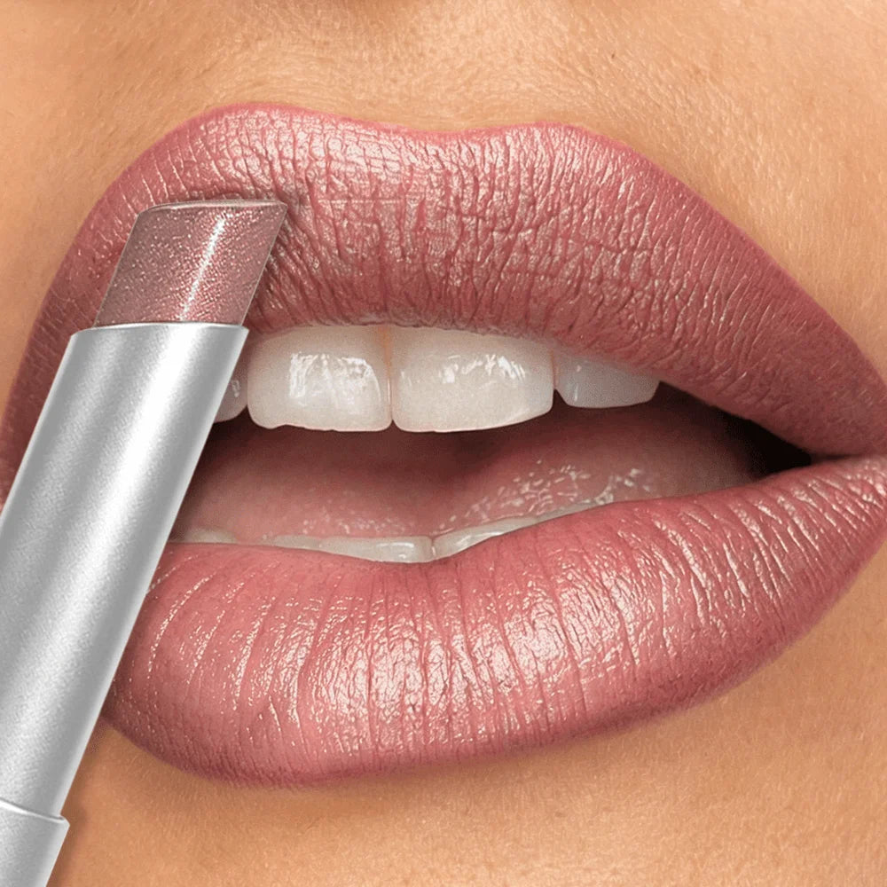 JUJU DREAM Silver Tube Shimmer Peach Lipstick Pearlescent Hydrating Qme