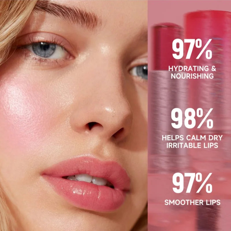 Moisturizing Color Lipstick Jelly Gloss Moisturizing Waterproof Crystal Balm Pink Glitter Lips Care Makeup Long Lasting Qme
