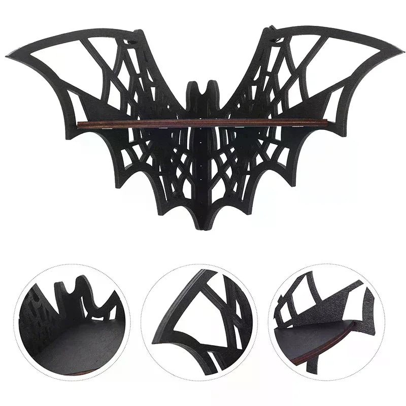 Bat Corner Shelves Wooden Floating Bat Wall Corner Shelves Gothic Jewelry Display Shelf Halloween Decorative Shelf For Home Qme