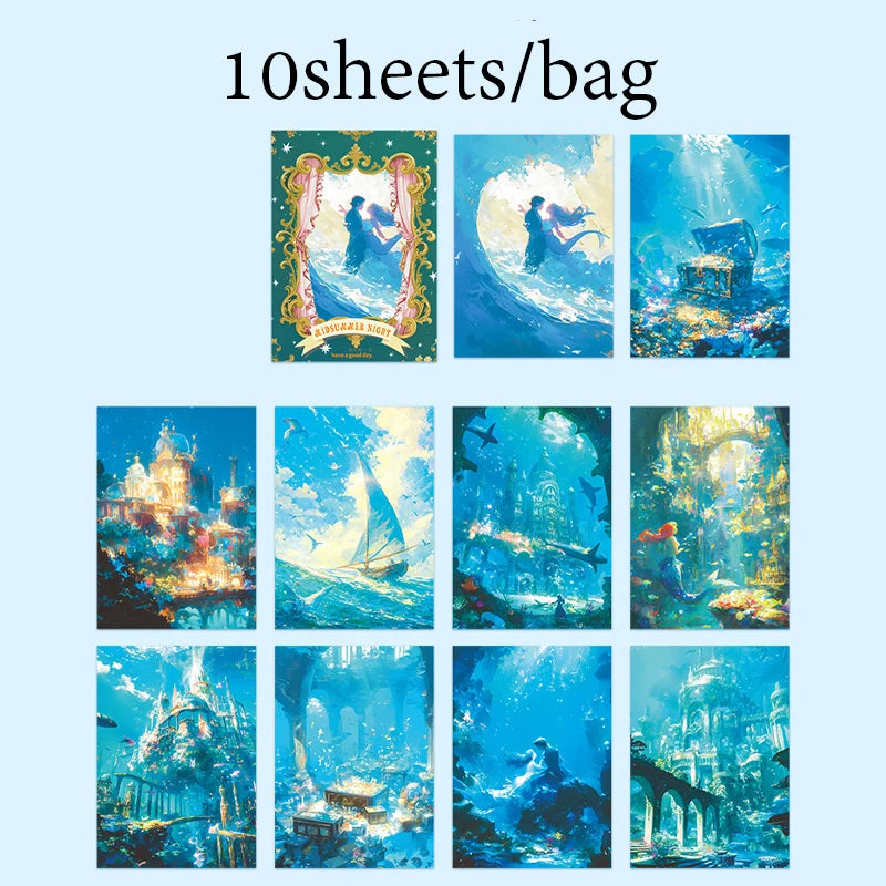 10 Sheets/Bag Dreamy Fairy Tale Theme Background Stickers, Fit for DIY, Scrapbook, Phone Case, Notebook & More Decorations Qme 5