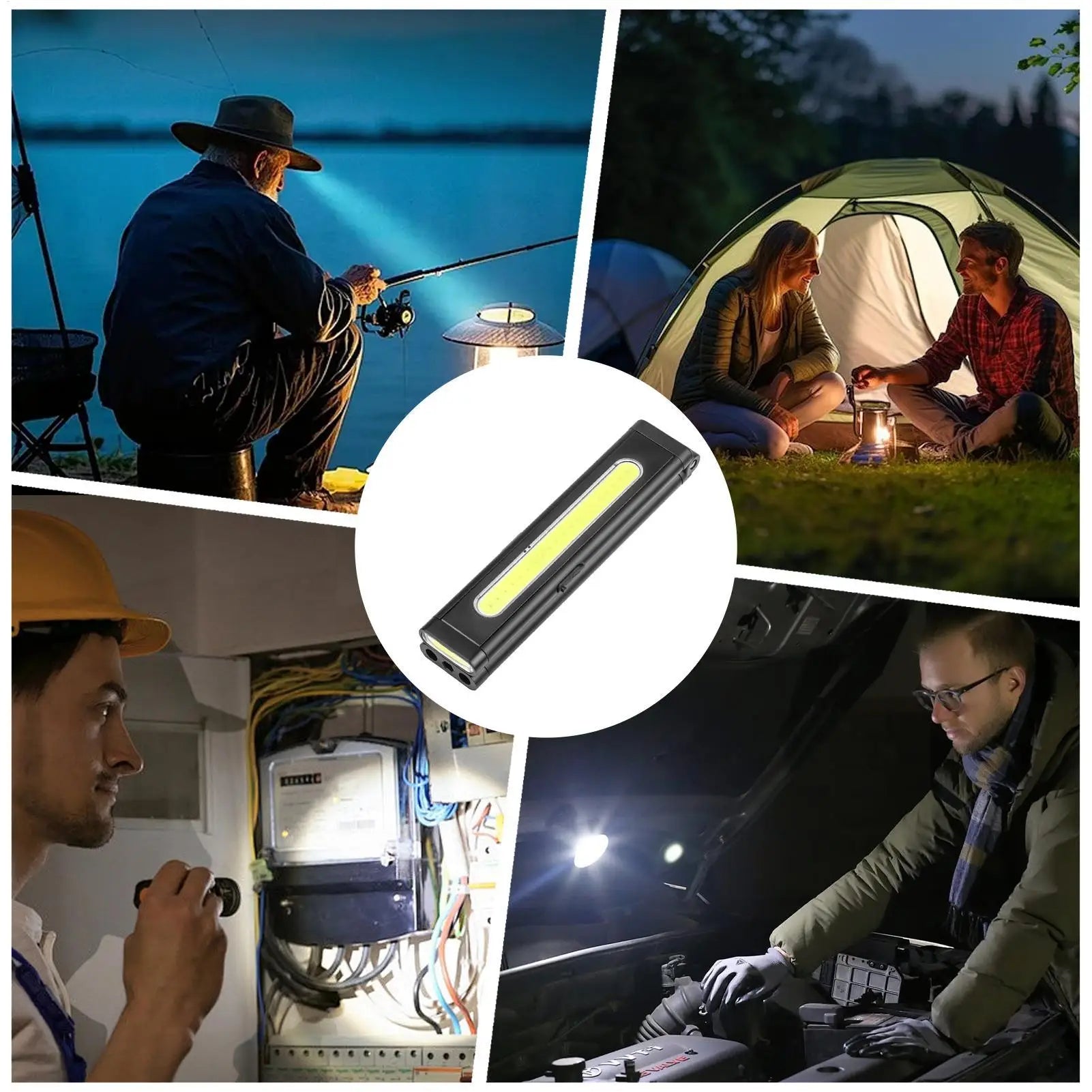 Bright Flashlight Rechargeable Foldable Ruler LED Work Light Camping Qme