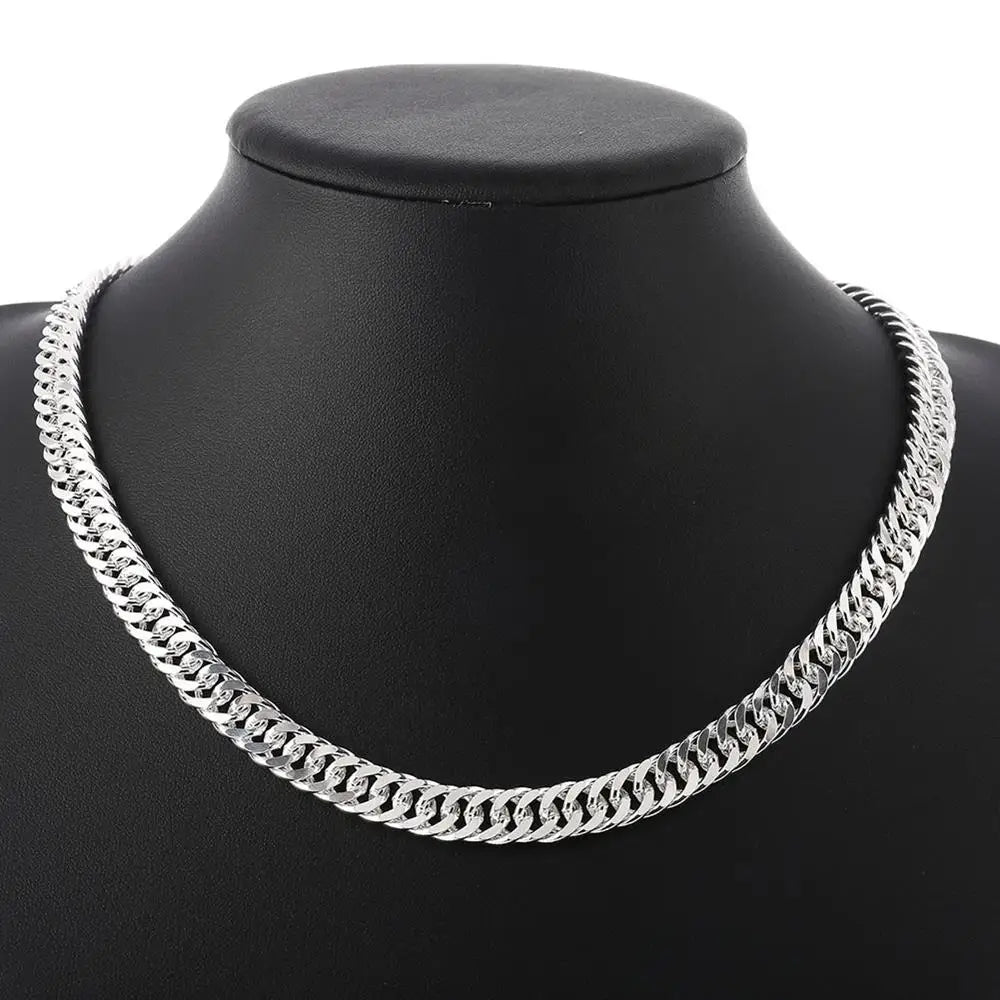 Noble Width 6MM Solid Chain 925 Sterling Silver Necklaces for Women Men Charm Fashion Jewelry Wedding Party 50/55/60cm Qme Silver 50CM 20inches